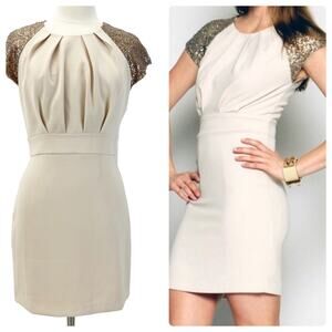 Line Dot Womens Dress Medium Sequin Sleeve Bodycon Mini Cocktail Party Glam Luxe